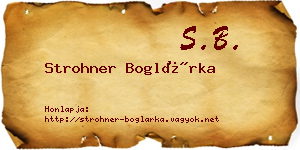 Strohner Boglárka névjegykártya